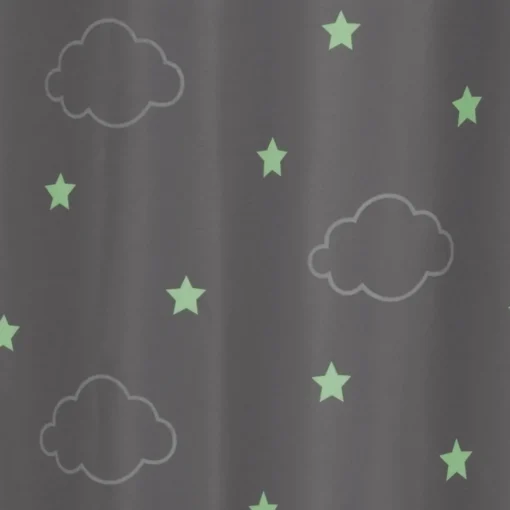 Cortina cinza fluorescente com nuvens 140x250cm