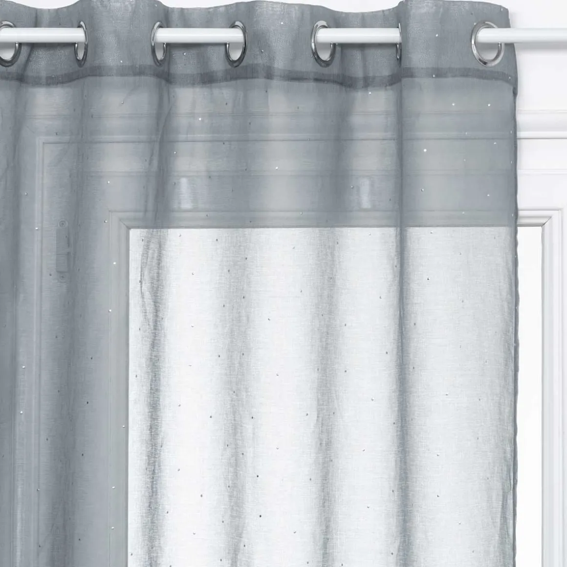 Cortina 3d cinza com pontos prateados 140x240cm