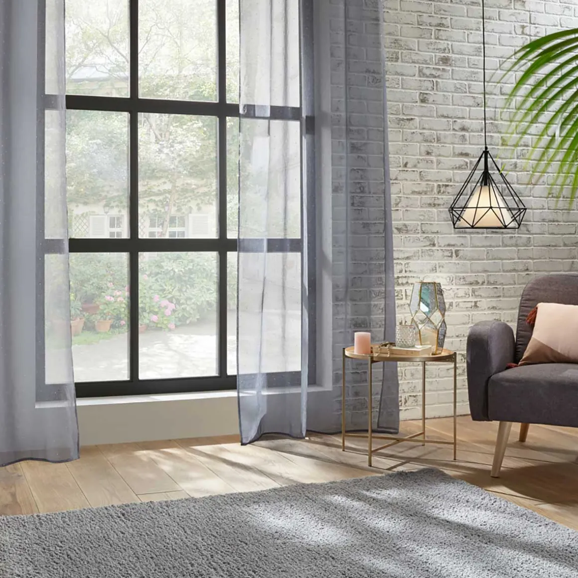 Cortina 3d cinza com pontos prateados 140x240cm