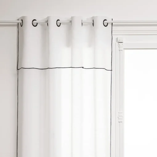 Cortina FRED branca risca preta 140x240cm
