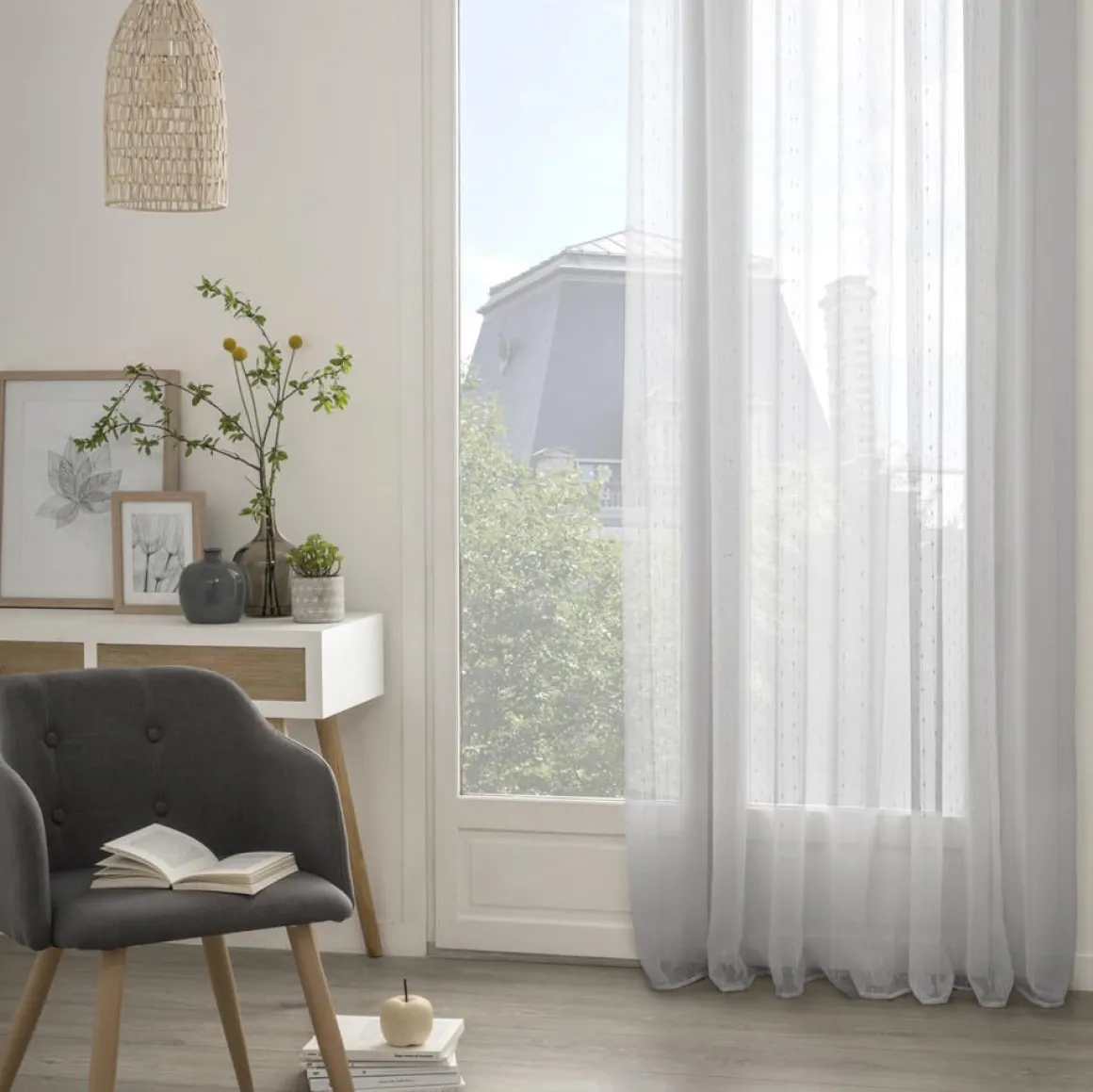 Cortina organza cinza 140x240cm