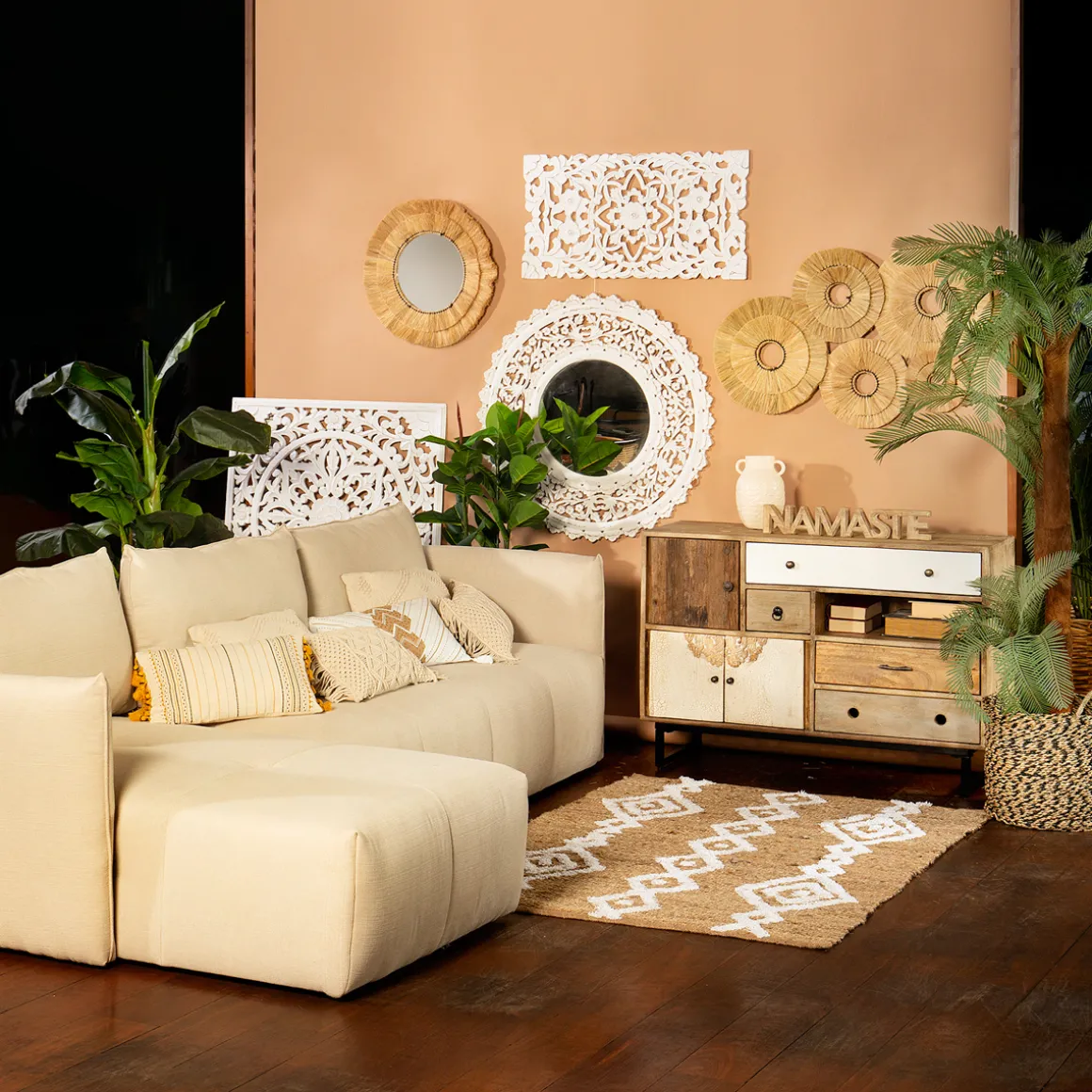 Decoração de parede ALBA bege em ráfia