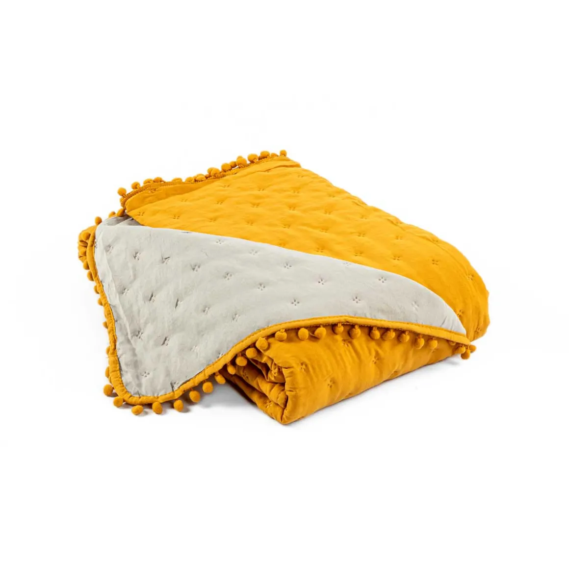 Edredão BEAR reversível ocre e cinza 140x220cm