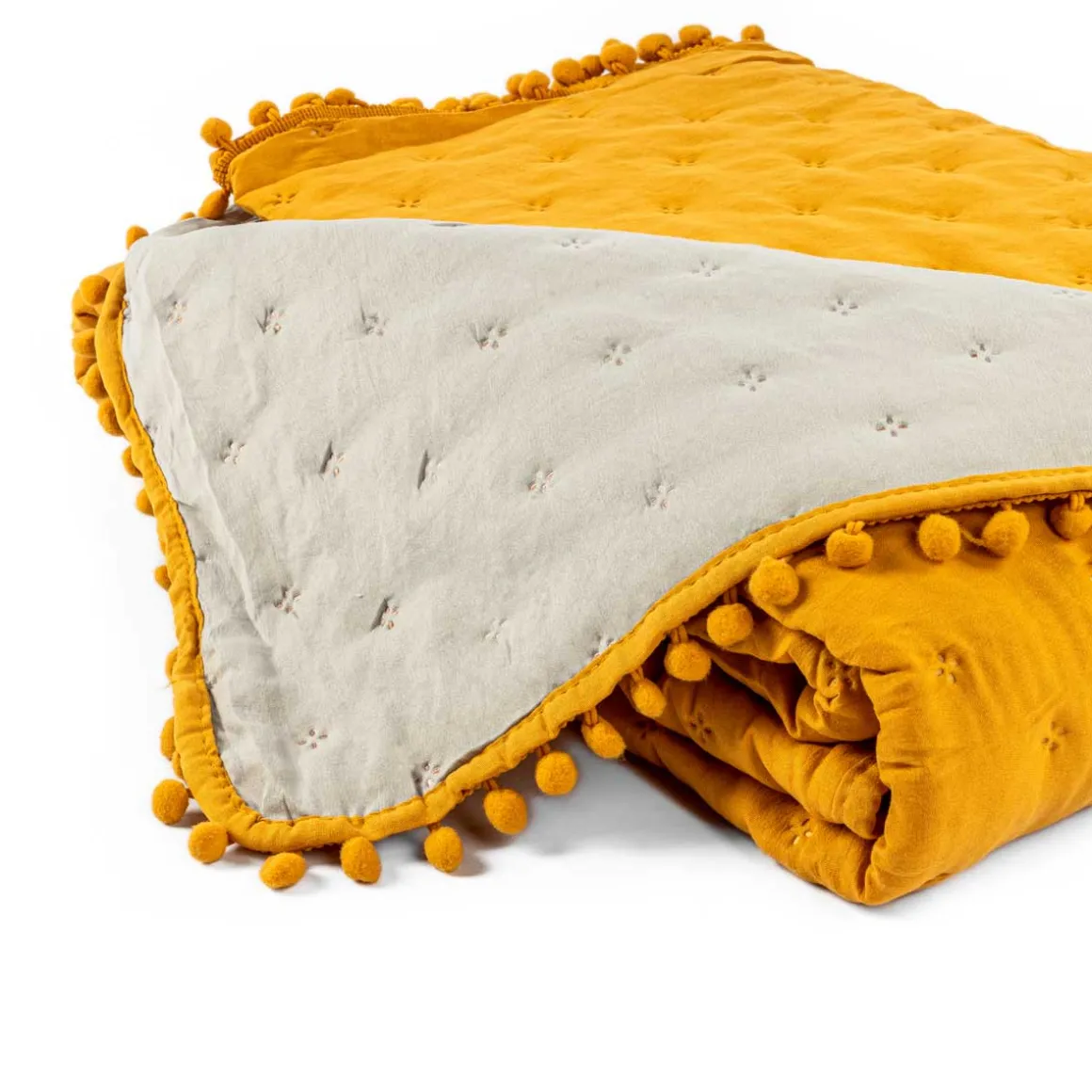 Edredão BEAR reversível ocre e cinza 140x220cm