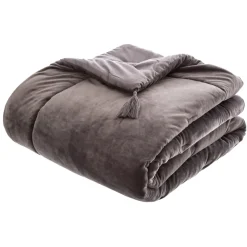 Edredão fundo de cama cinza veludo 80x180cm