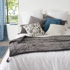 Edredão fundo de cama cinza veludo 80x180cm