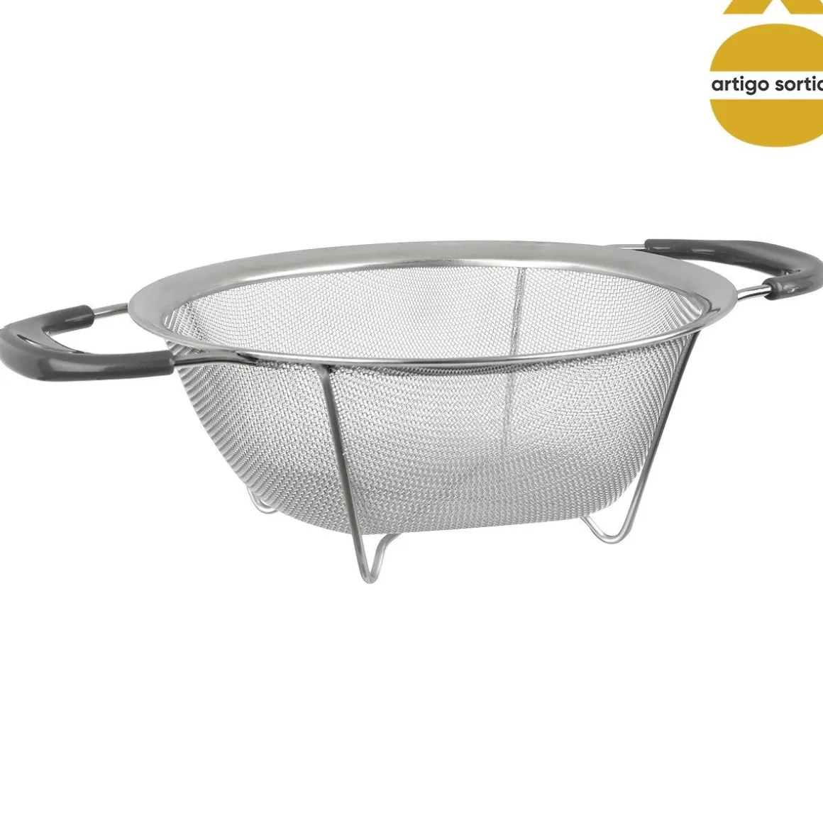 Escorredor de rede inox com pegas