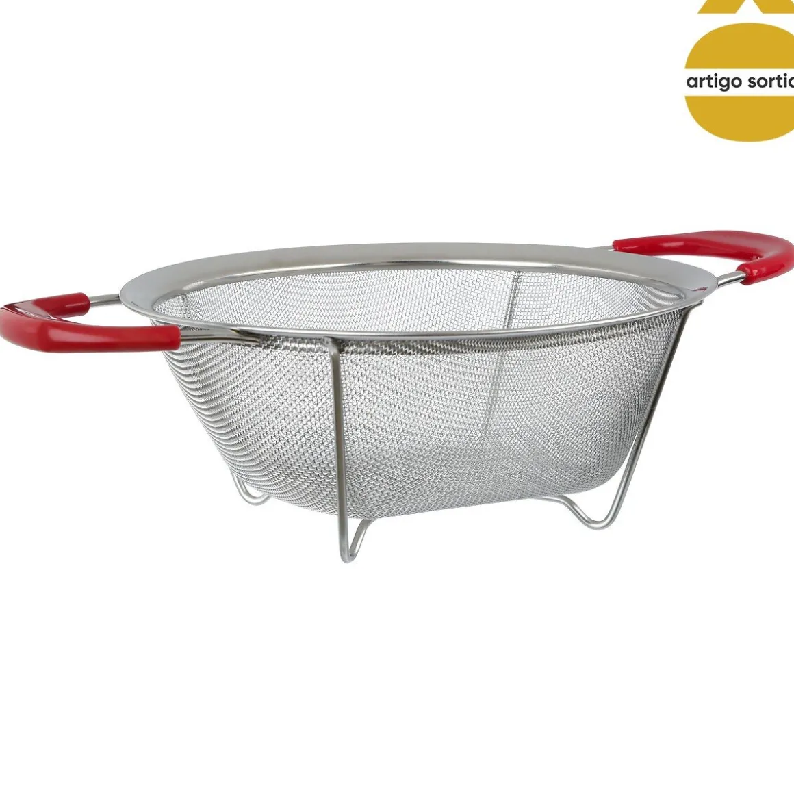 Escorredor de rede inox com pegas