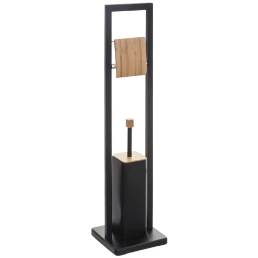 Escova wc com suporte preto em bambu