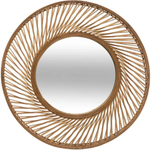 Espelho de parede espiral em bambu