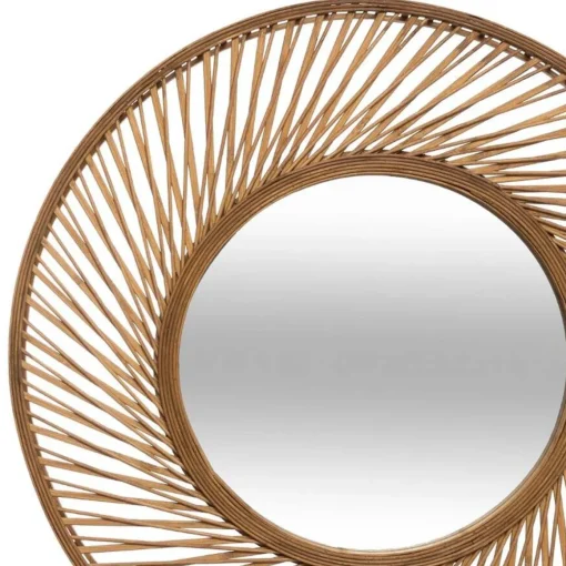 Espelho de parede espiral em bambu