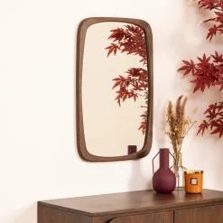 Espelho de parede KEIRA castanho em mdf 65cm
