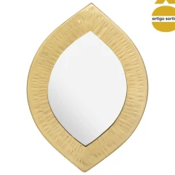Espelho de parede ROMY dourado em metal martelado 18cm