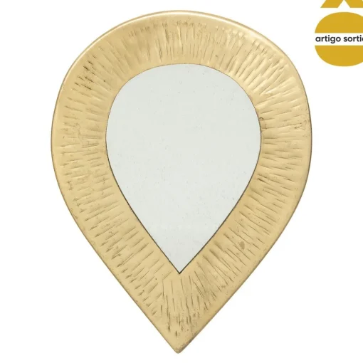 Espelho de parede ROMY dourado em metal martelado 18cm