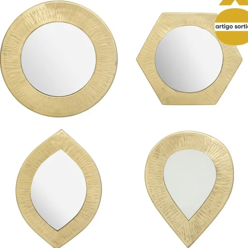 Espelho de parede ROMY dourado em metal martelado 18cm