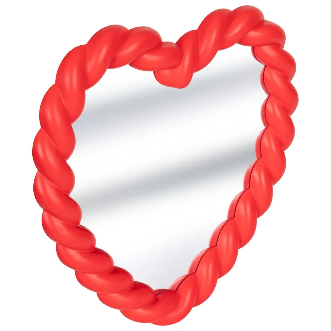Espelho em forma de coração vermelho