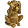 Estatueta macaco sábio cego dourada