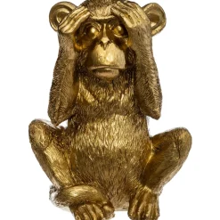 Estatueta macaco sábio cego dourada
