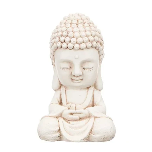 Estátua buda sentado branco 34cm