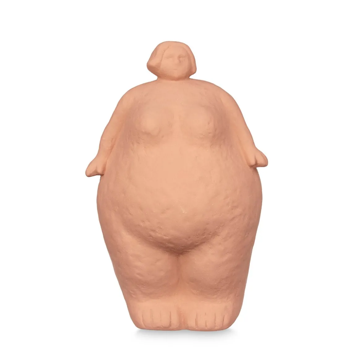 Estátua cor de tijolo em forma de mulher em cerâmica