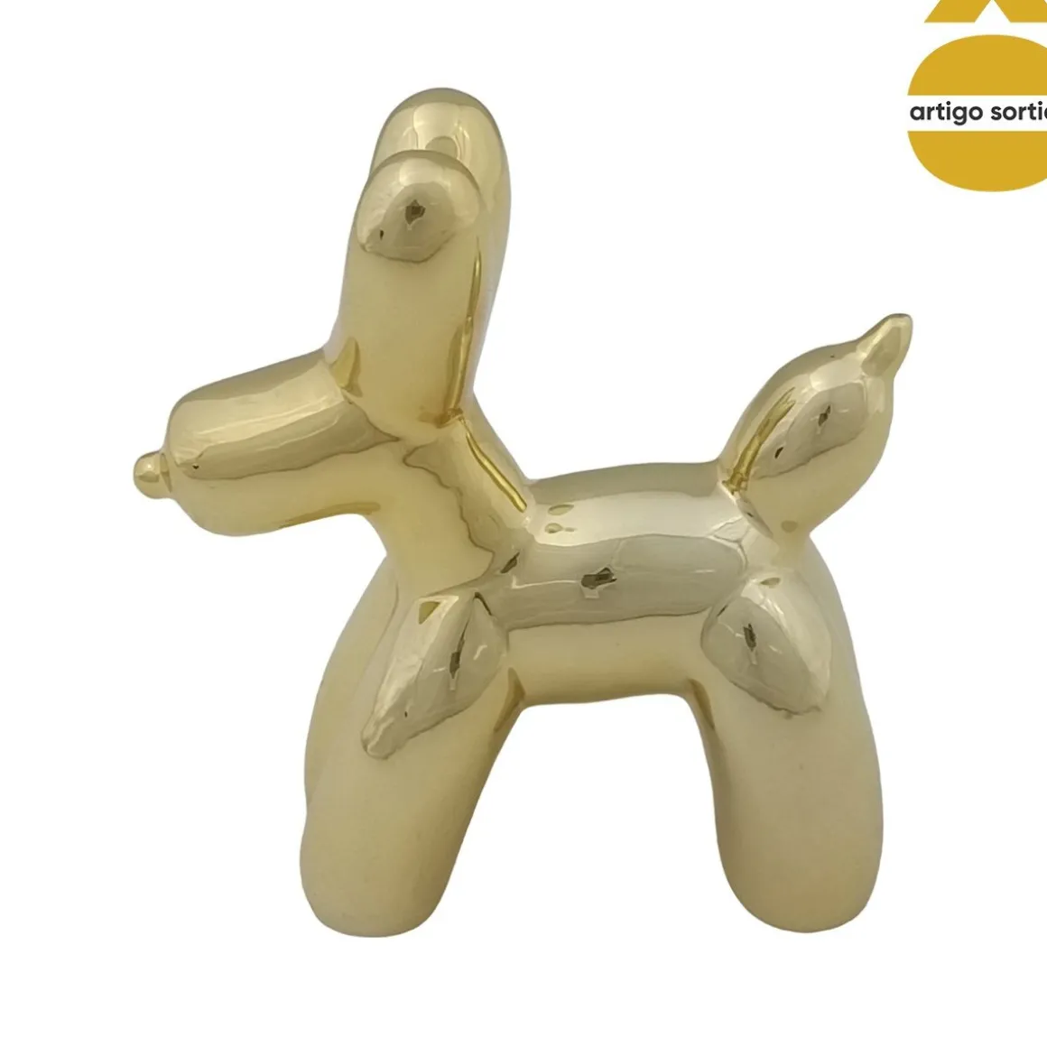 Estátua de cão decorativo em cerâmica