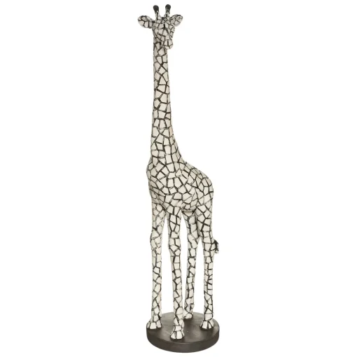 Estátua girafa preto e branco 89cm