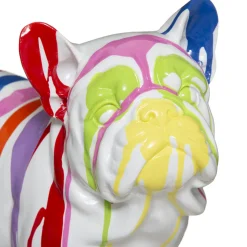 Figura cão branco com riscas coloridas