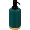 Frasco doseador NATUREO azul petróleo com base em bambu