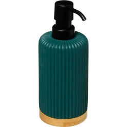 Frasco doseador NATUREO azul petróleo com base em bambu