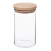 Frasco em vidro hermética com tampa de madeira 1l