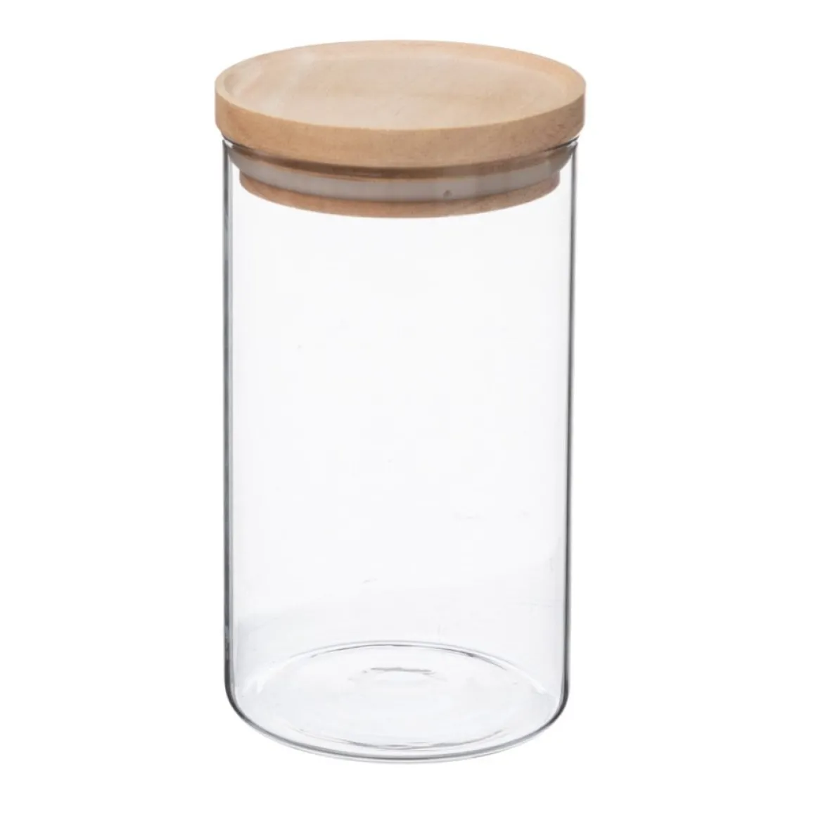 Frasco em vidro hermética com tampa de madeira 1l