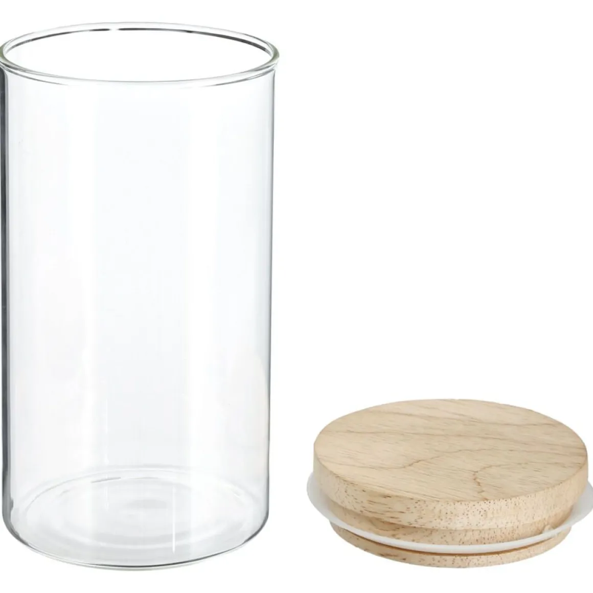 Frasco em vidro hermética com tampa de madeira 1l