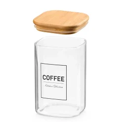 Frasco Para Café Com Tampa Em Bambu 1,2l