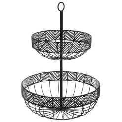 Fruteira em metal preta 2 níveis