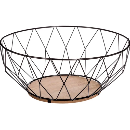 Fruteira losango em metal preto e mdf