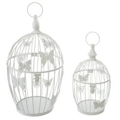 Gaiola branca em metal 39,5x24cm