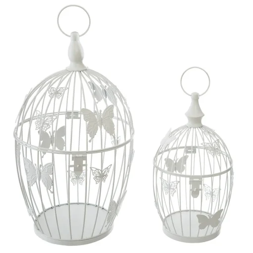 Gaiola branca em metal 39,5x24cm