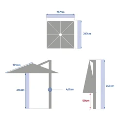 Guarda-sol MANOA descentrado âmbar 2,5m