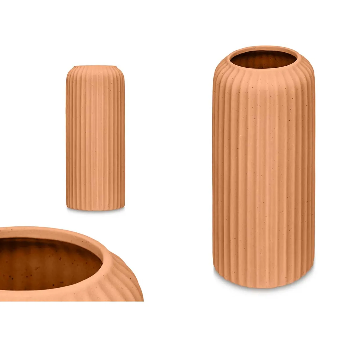 Jarra de cerâmica riscada cor de tijolo 40cm