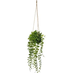 Jarra em cimento suspensa com planta artificial