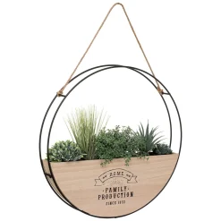 Jarra suspensa com flor artificial 46cm