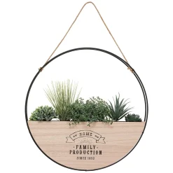Jarra suspensa com flor artificial 46cm