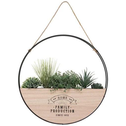 Jarra suspensa com flor artificial 46cm