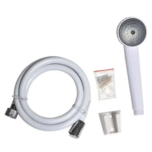 Kit chuveiro branco 1 função e mangueira flexível 150cm