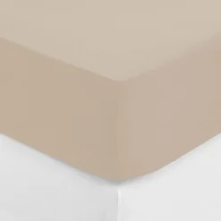 Lençol ajustável bege 160x200cm