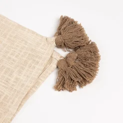 Manta branca com tassels 130x160cm