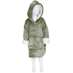 Manta camisola com capuz cinza verde 3-10 anos