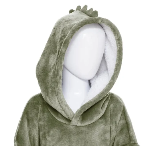 Manta camisola com capuz cinza verde 3-10 anos