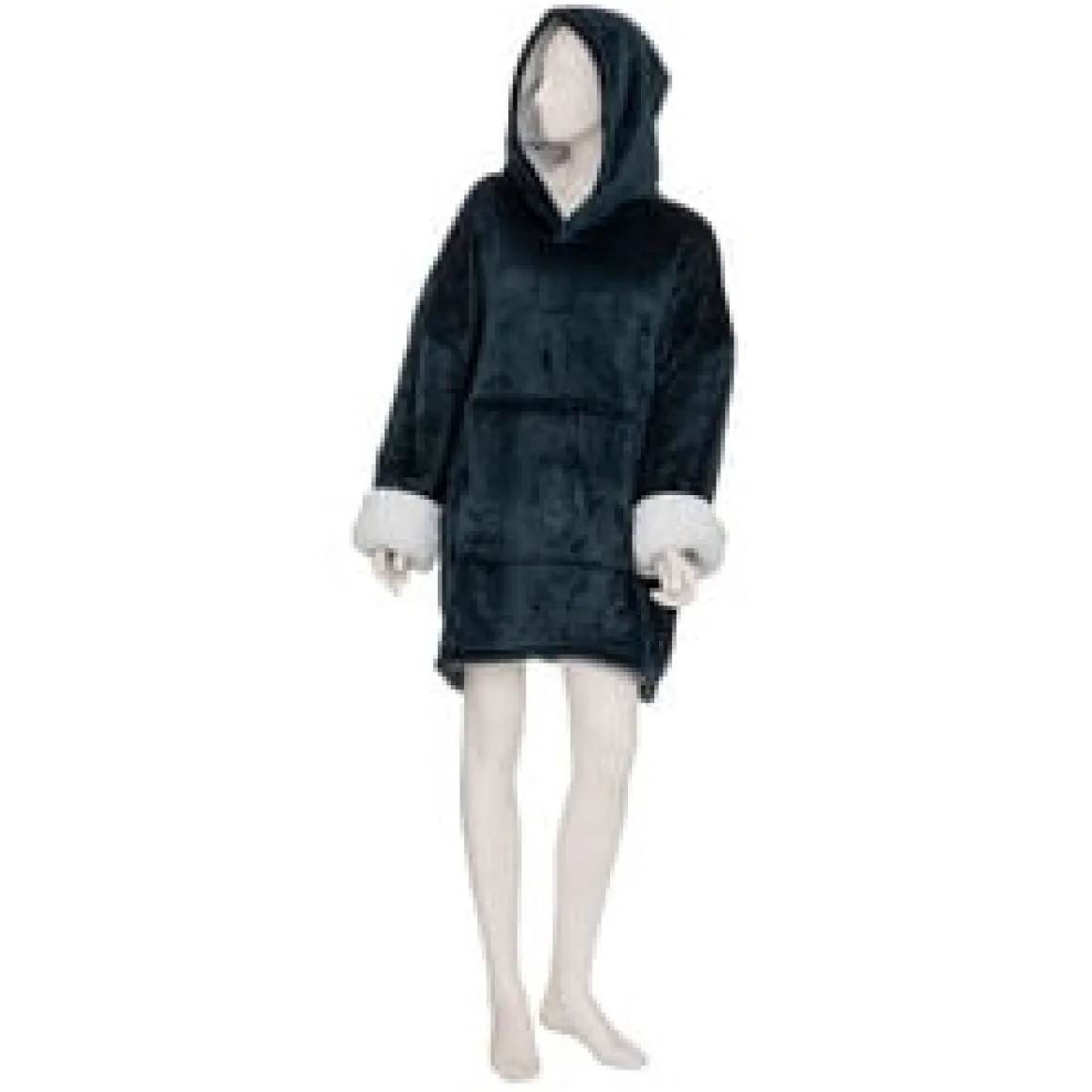 Manta camisola com capuz azul petróleo