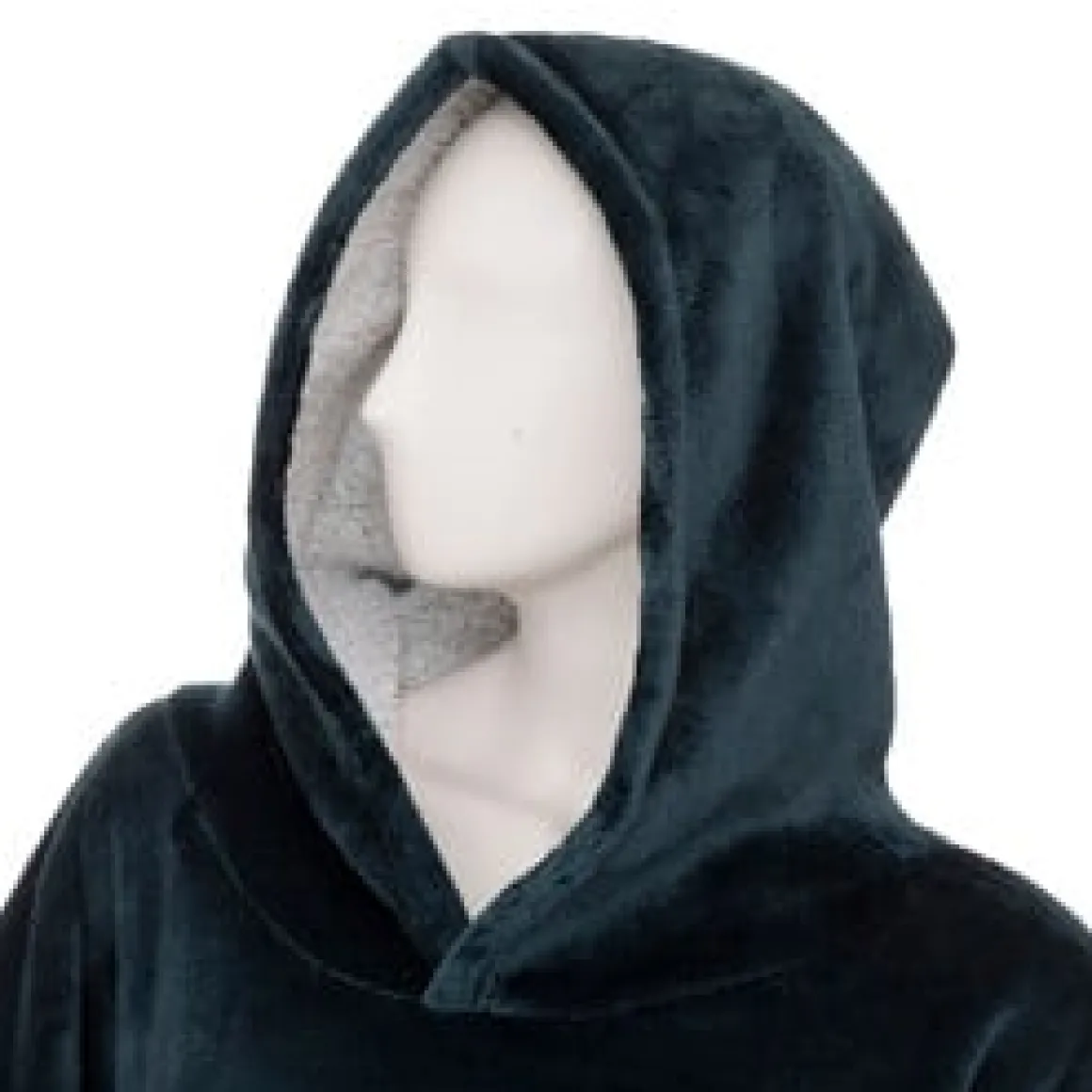 Manta camisola com capuz azul petróleo